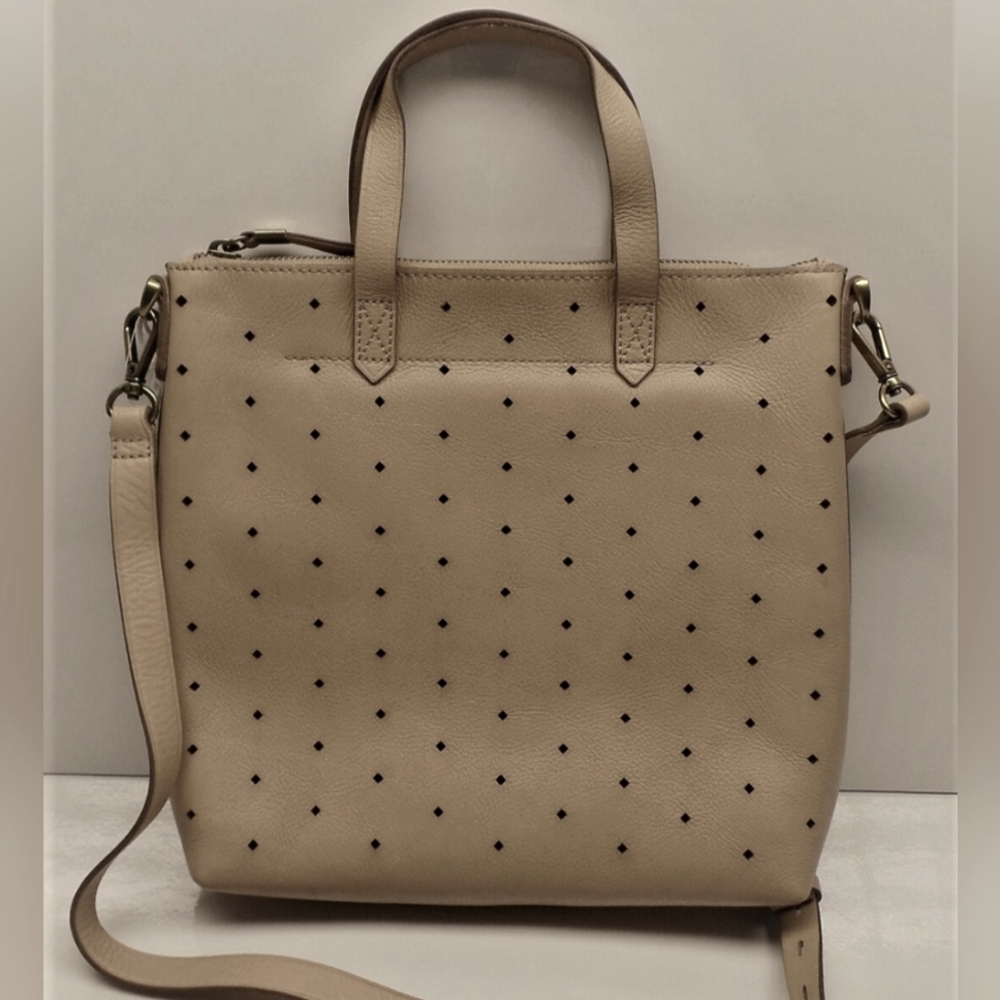 Madewell Beige Perforated 100% Leather Tote
